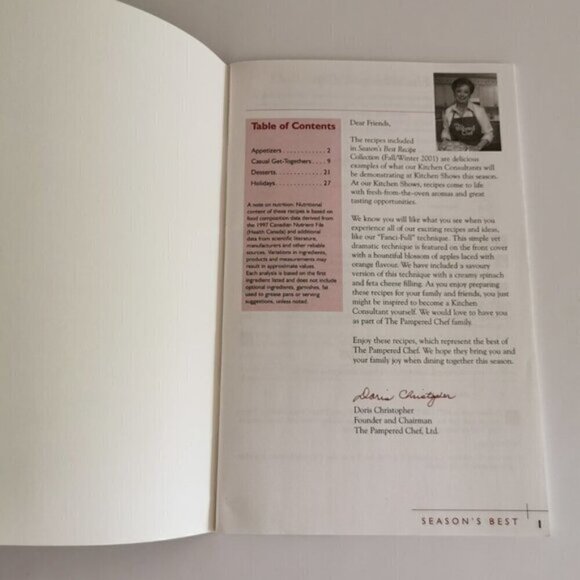 Pampered Chef Recipes 2001 Seasons Best Vintage Cookbook Booklet Canadian - Picture 3 of 9